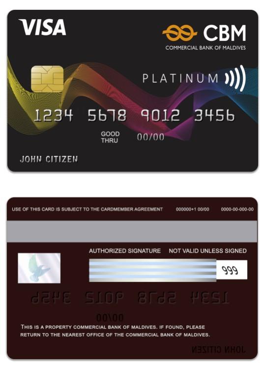 Download Maldives Commercial Bank of Maldives  Visa Platinum Card Photoshop template